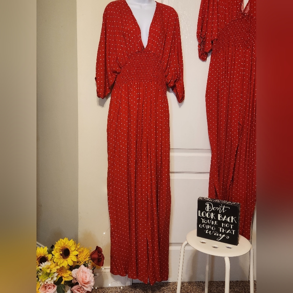 Plus size Red Polka-dot Jumpsuit